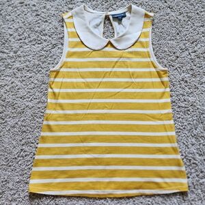 Modcloth Peter Pan Collar Tank Yellow Stripe Small